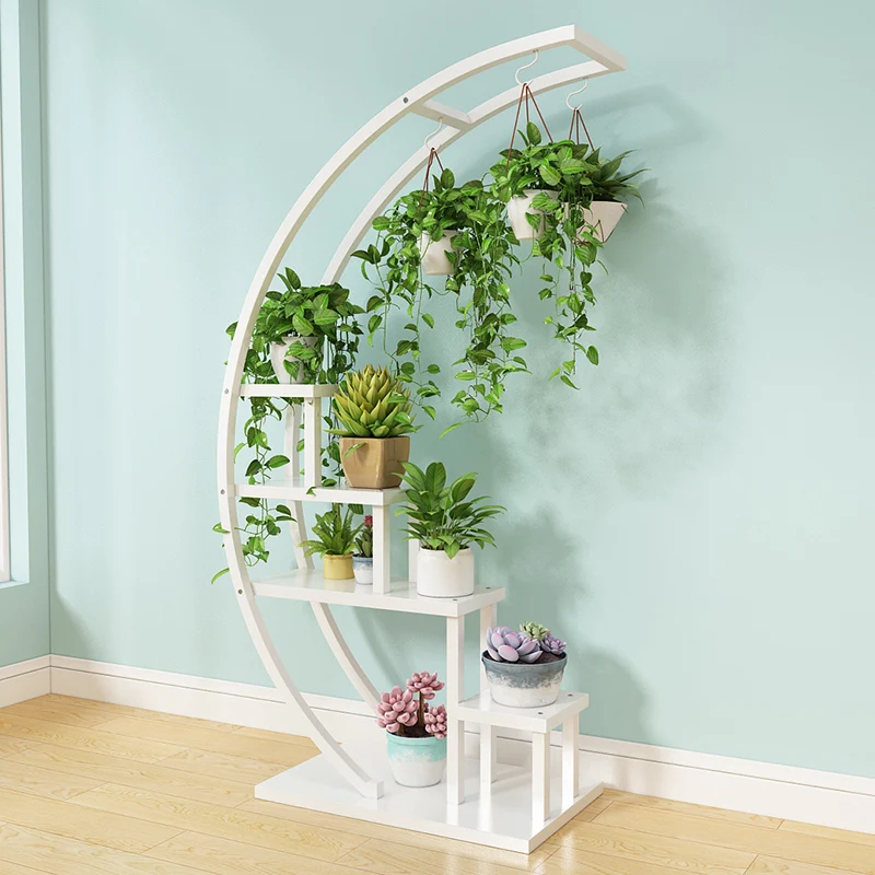 Living room home Half moon type flower stand multi-storey indoor balcony decorative shelf flower pot storage rack mx6241747