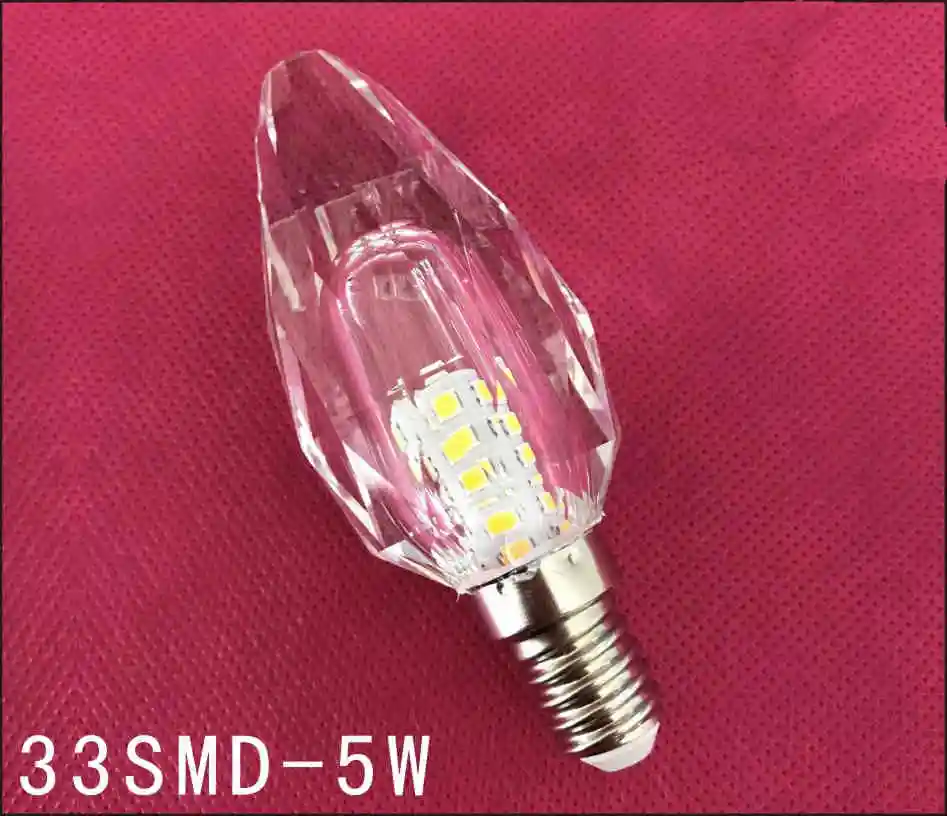 New Design E14 LED crystal Candle Bulb light 5W 7w 360 Degree candle light 440lm warm/cold white lamp for indoor AC 220V