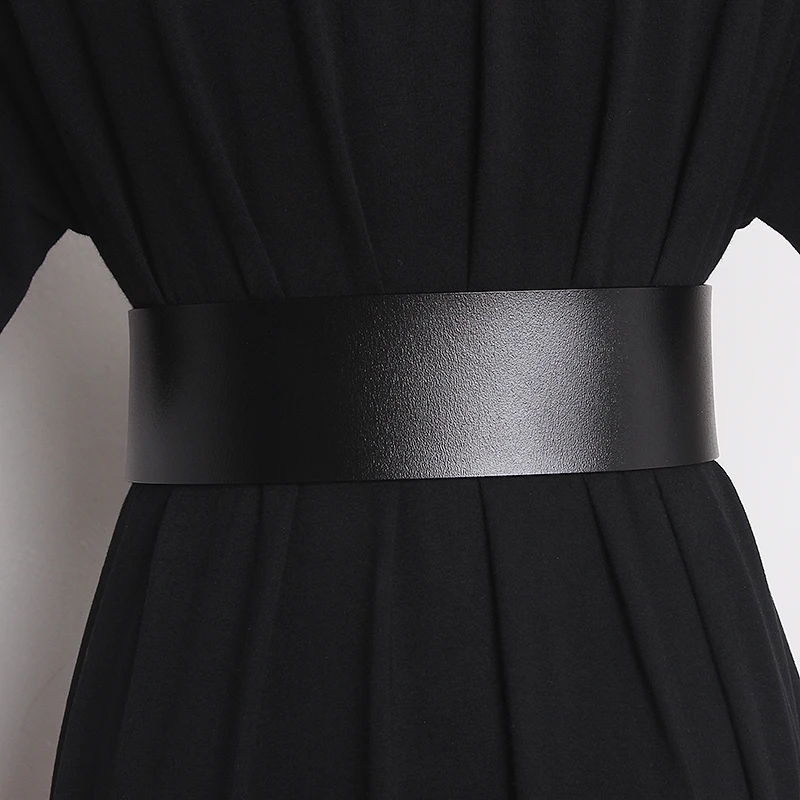 ผู้หญิงรันเวย์แฟชั่นของแท้หนัง Cummerbunds หญิงชุดรัดตัวเข็มขัดตกแต่งเข็มขัดกว้าง TB2055