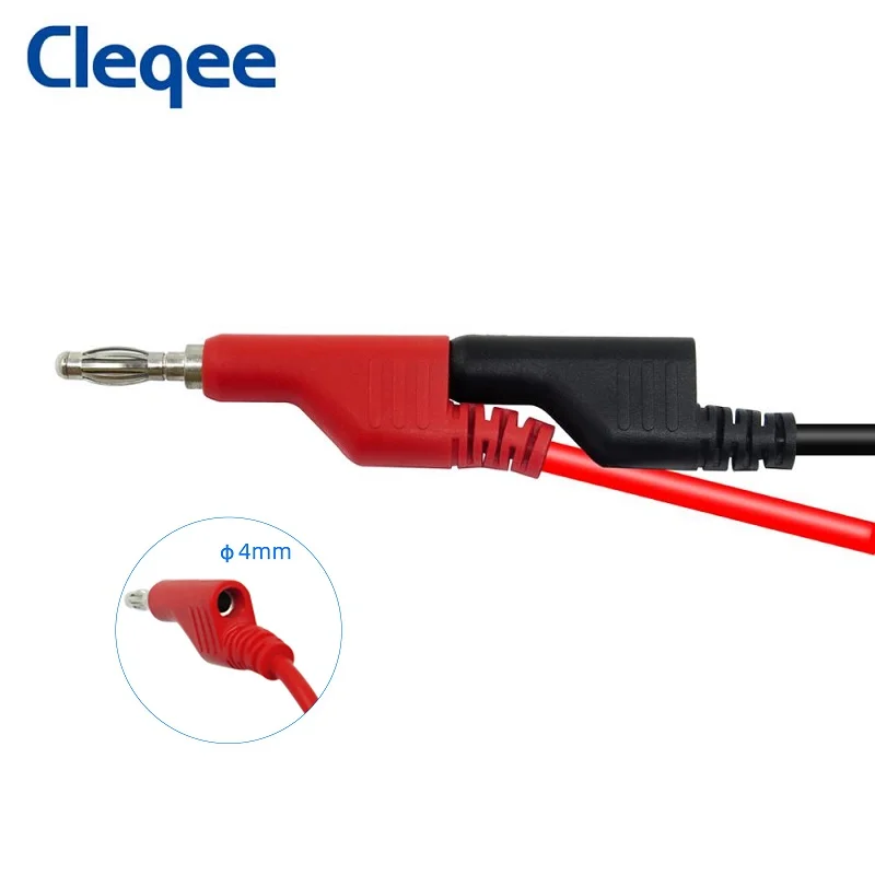 Cleqee P1044 5PCS 4mm Stackable Banana Plug To Copper Alligator Clip Test Lead kit Durable Test Cable for Multimeter 1M