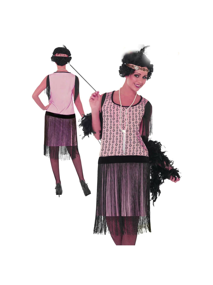 Pink 1920s Great Gatsby Dress Tiered Fringe Flapper Dress 20s Charleston Party Fancy Tassel Dress Costume Sexy Fringed Dress