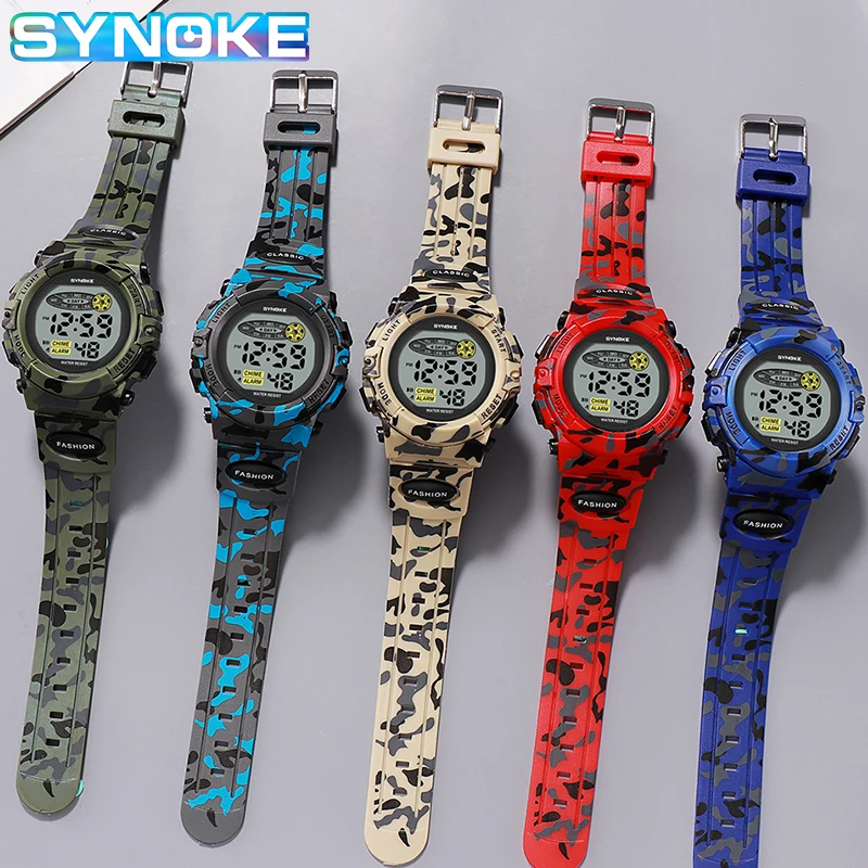 SYNOKE Kids Watches Waterproof Children\'s Sports Watch LED Camouflage Military Watch Montre Enfant Man Digital Watches Boy Gift