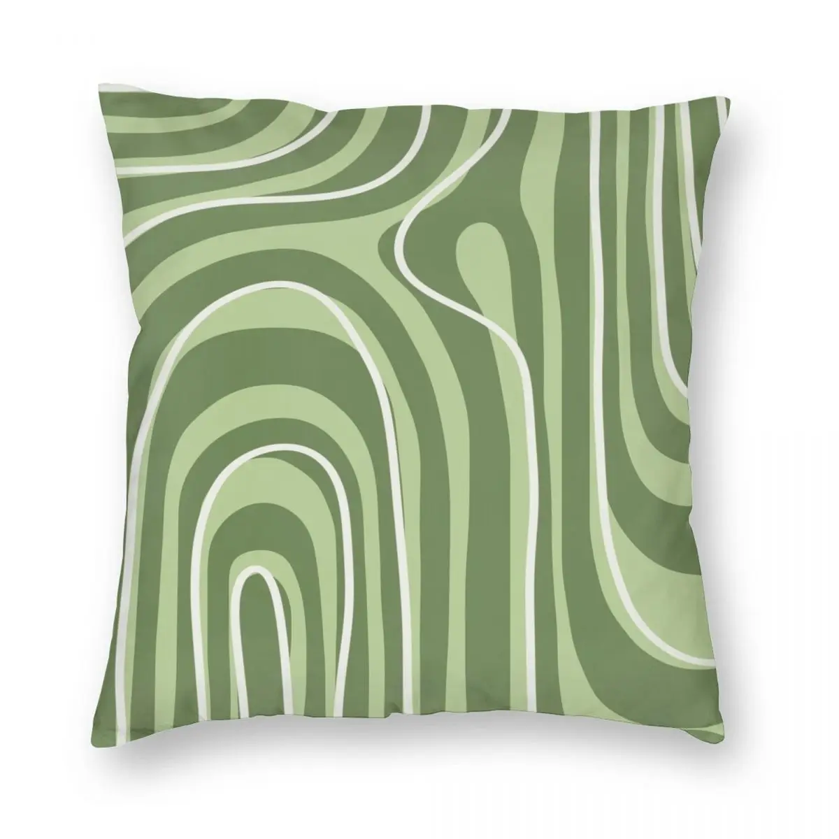 Y2K Wavy Zebra Abstract In Green Square Pillowcase Polyester Linen Velvet Printed Zip Decorative Pillow Case Room Cushion Cover