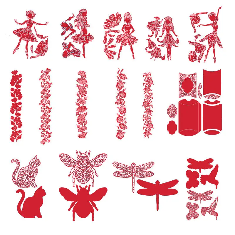 

Flowers Lovely Lady Insect Metal Cutting Dies for Scrapbooking Craft Die Cut Card Album Ptoho Making Embossing Stencil New 2019