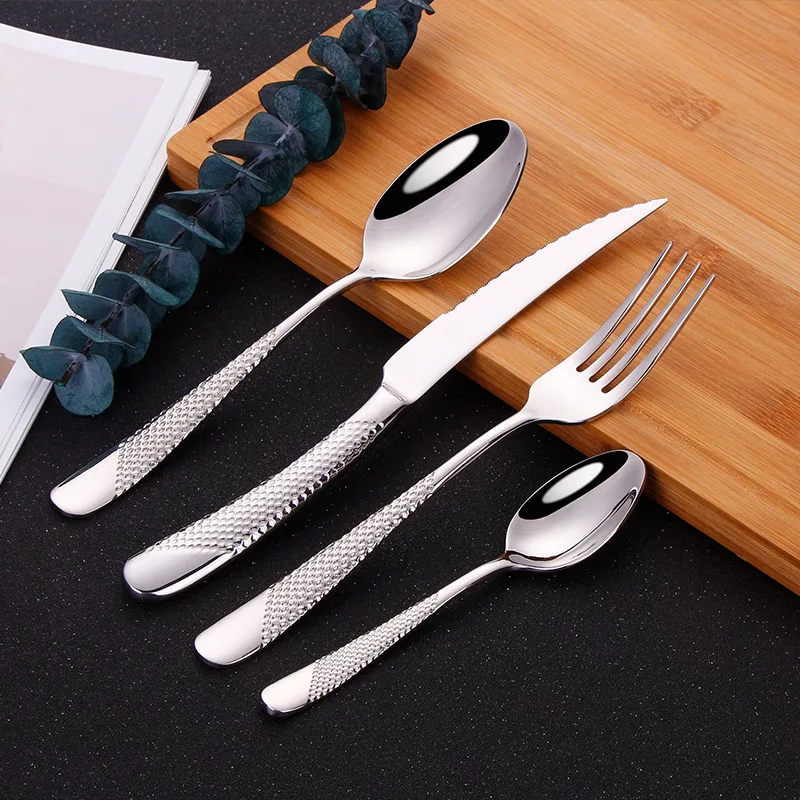 

24 pieces tableware star drill knife fork set home tableware 304 stainless steel steak knife fork Western food. dinnerware