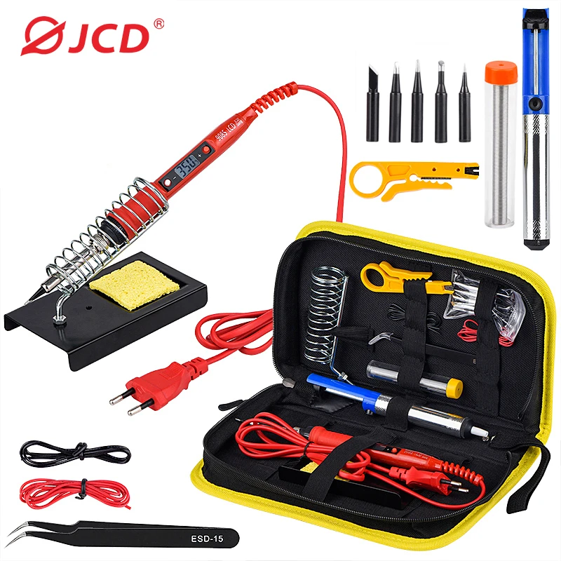 JCD Soldeerbout Kit Verstelbare Temperatuur 220V 80W LCD Digitale Display Lassen Reparatie Tools Keramische verwarming soldeertips