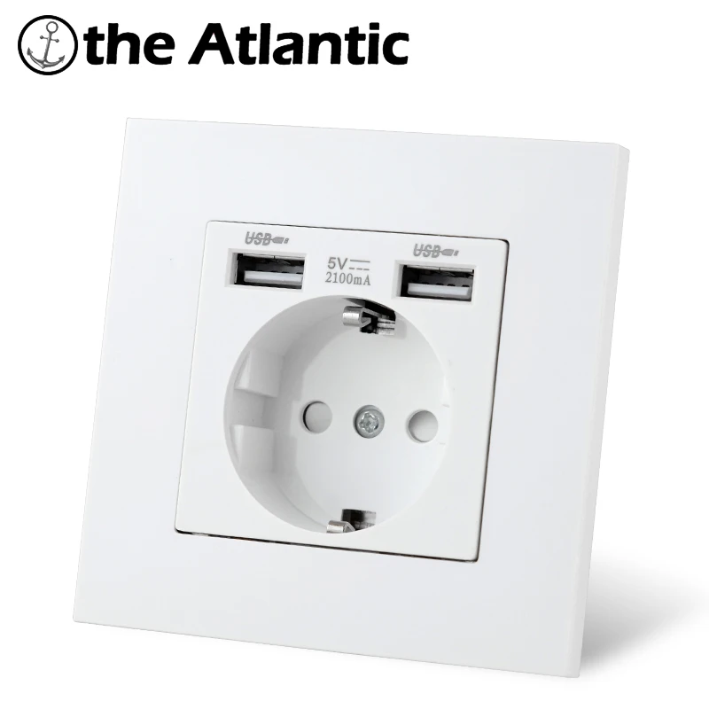 USB Wall Socket White Plastic Frame 16A European Socket With USB Home Electrical Outlet Double Triple Socket Spain USB Plug