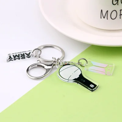 Anime Keychain mini Kpop group Fans Cheer light Double Sided Key Ring Acrylic transparent Pendant Accessories Key Holder Gift