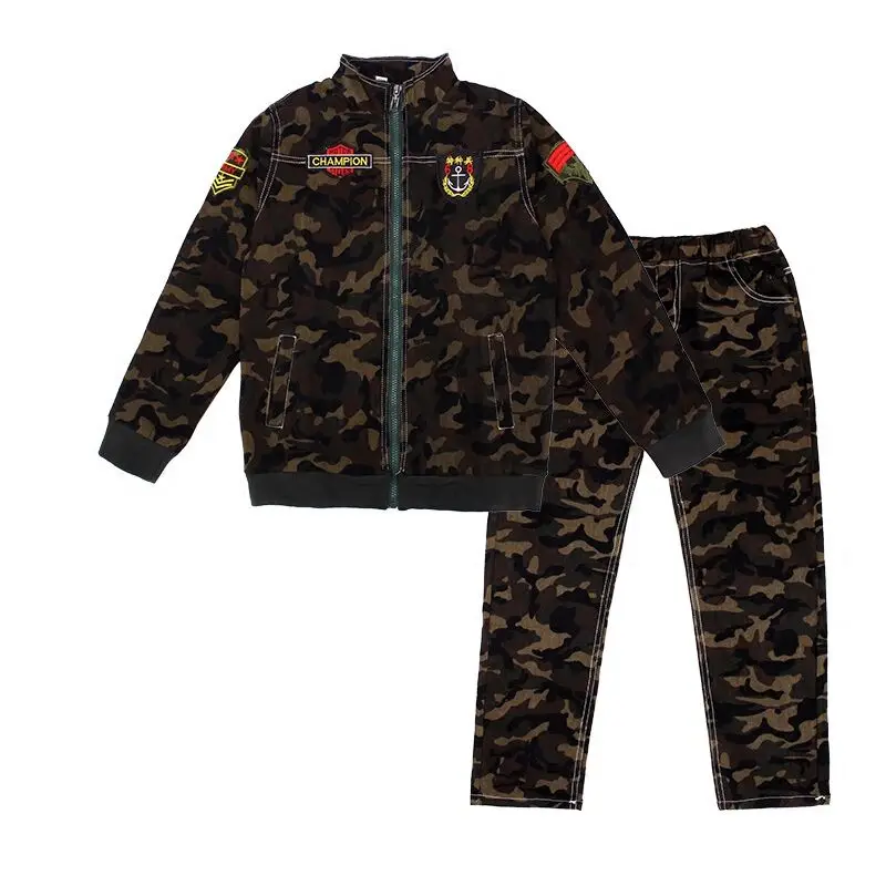 Male child clothing autumn set camouflage cotton 100% 2024 sports sets child spring boy long-sleeve + pants 2pcs