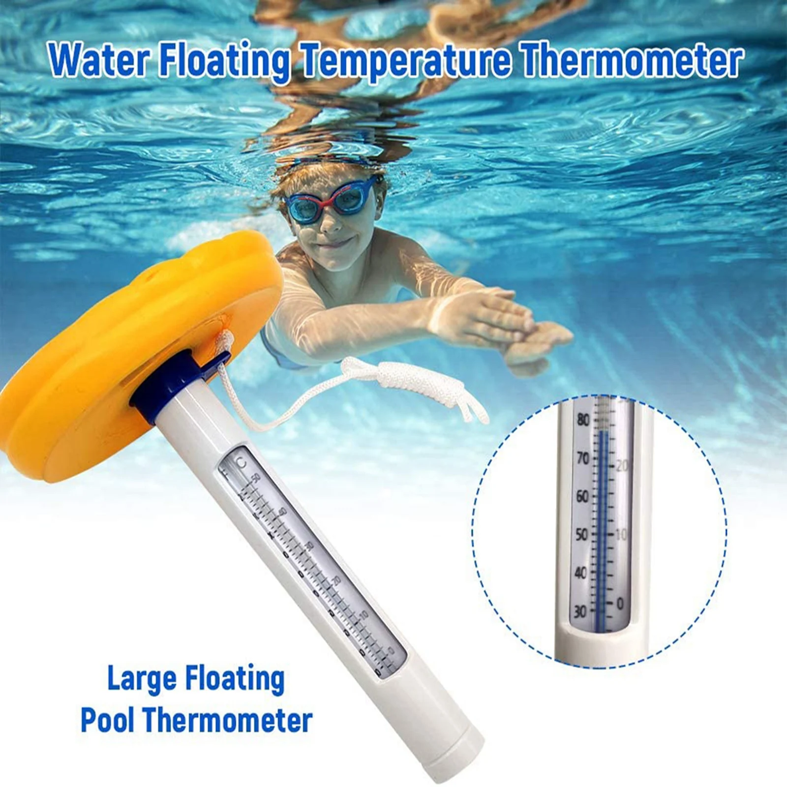 1 PC Aquarium Swimming Pool Thermometer ℃/℉ Accurate Measurement Cartoon with Scale and String Floating Water Thermometers