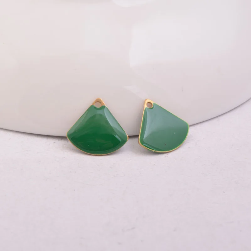 30pcs  Copper Enamelled Sector Charms Sequins Double Faced Enamel Pendant For  Earrings Bracelet Necklace image 4