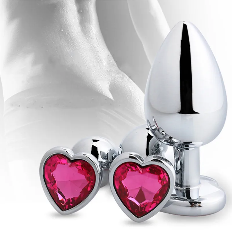 Anal Plug Heart Stainless Steel Crystal Anal Plug Removable Butt Plug Stimulator Anal Sex Toys Prostate Massager Metal Anal Toys