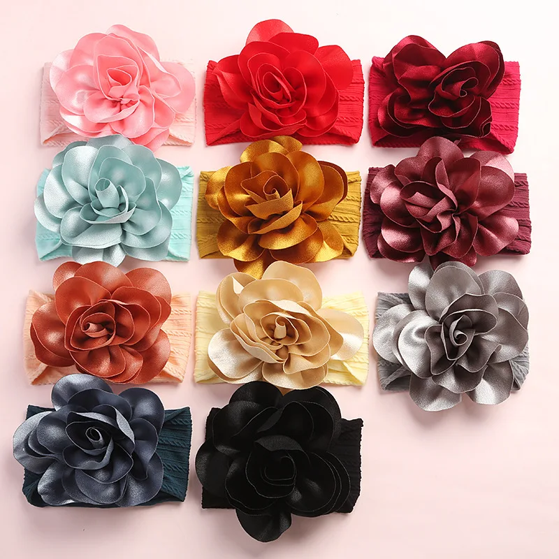 Baby Headband For Girls Wide Head Wrap Nylon Infant Flower Hairbands Soft Hair Accessories Cute Newborn Photo Props