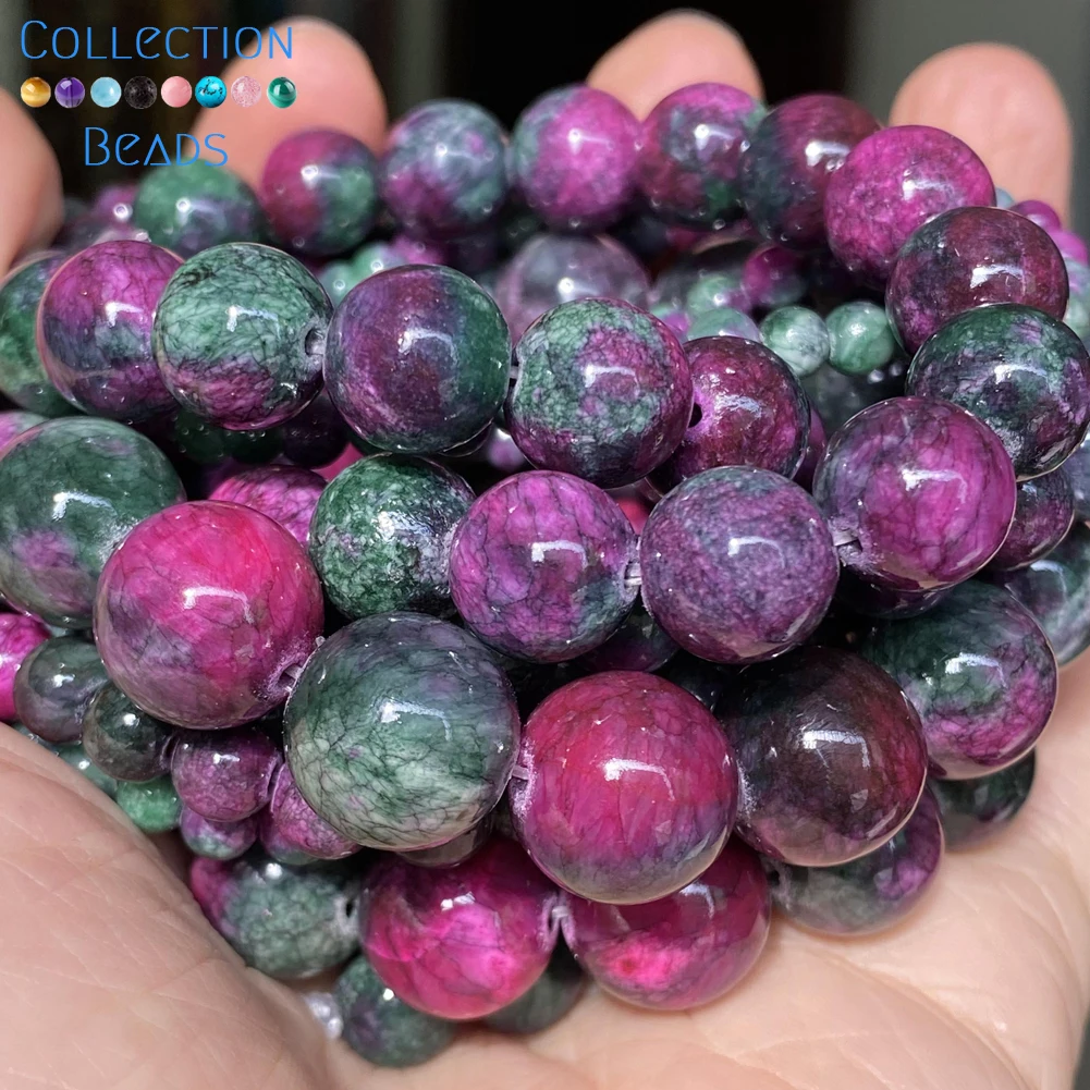 Koraliki z kamienia naturalnego 4 6 8 10 12mm turmalin perski jadeit okrągłe koraliki do tworzenia biżuterii robótki Diy bransoletka naszyjnik