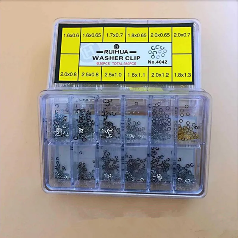 360 Teile/schachtel Ersatz Metall Uhr Washer Clip Reparatur Teile Für Uhr Bewegung Zubehör Verschiedene 12 Größe Chronograph Clip
