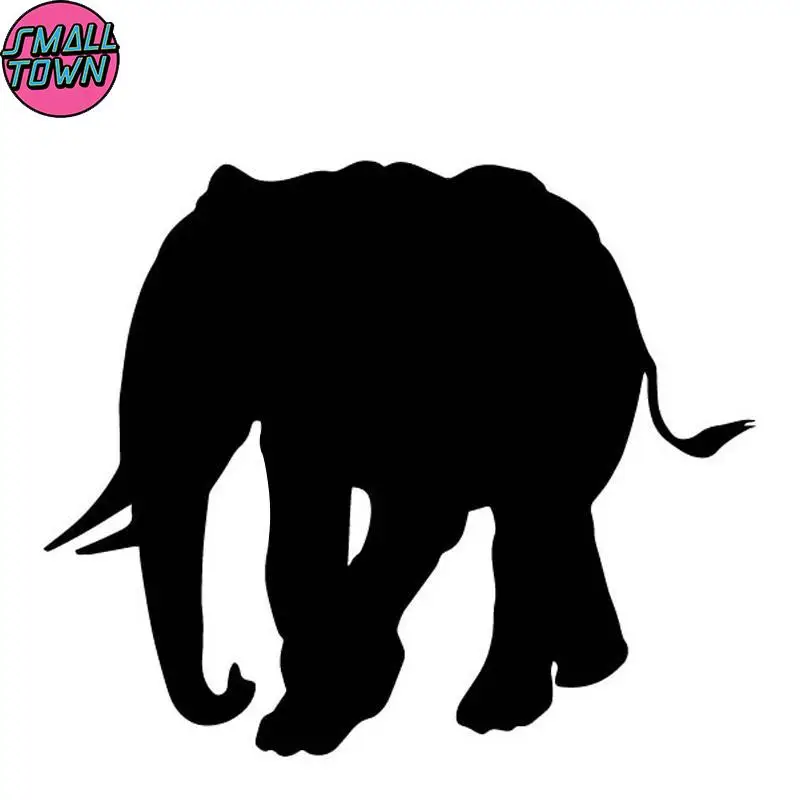 Small Town  16.9CM*14.2CM Elephant Decoration Pattern Body Of Car Accessories Car Sticker Vinyl Decal Black/Silver C4-1626