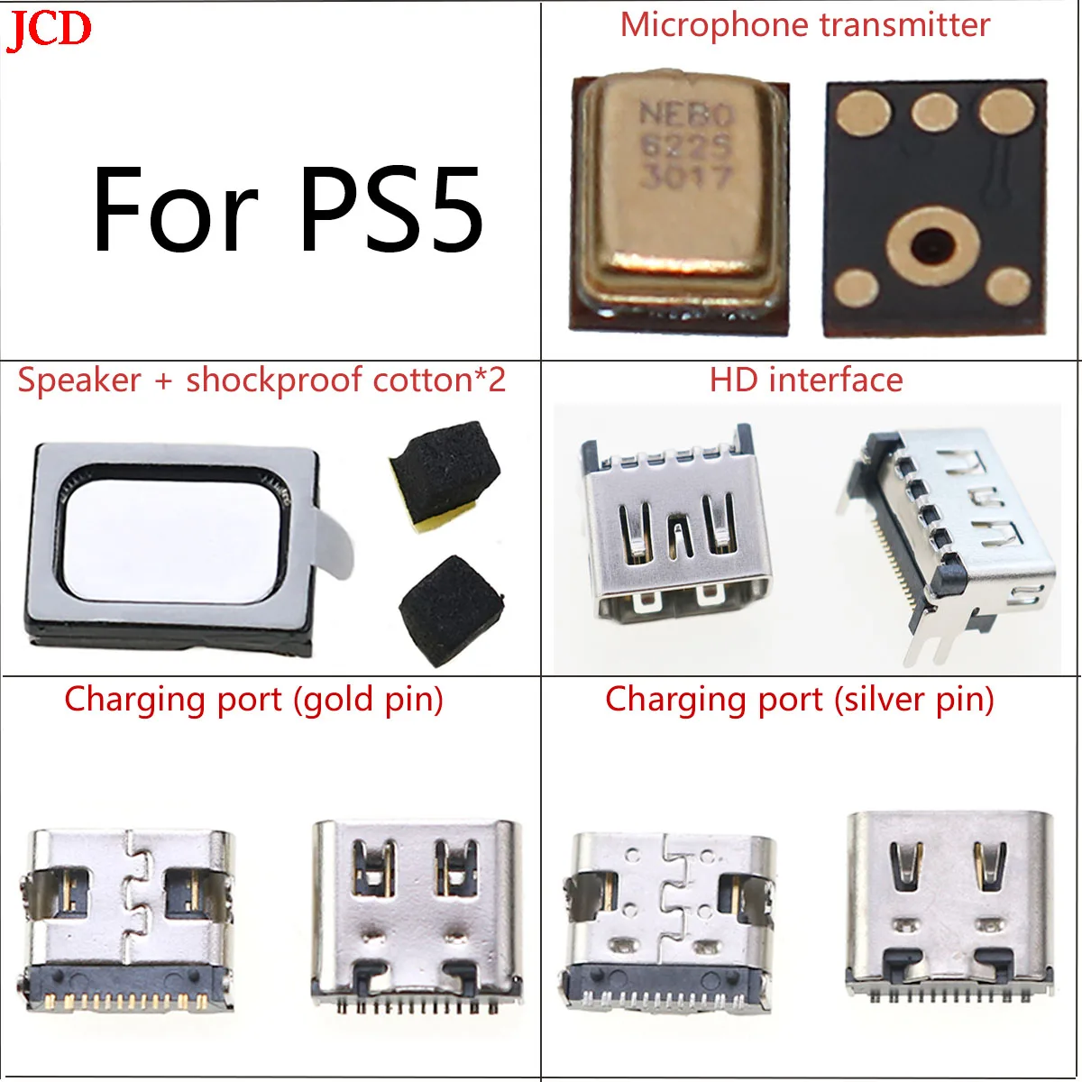 JCD 1 Pcs Used for PS5 Compatible Connector,Interface,For PS5 Speaker+Shockproof cotton And Microphone Transmitter Accessories