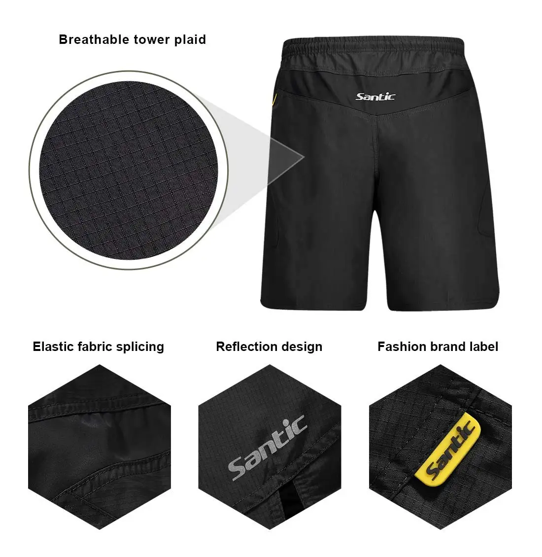 Santic-pantalones cortos de ciclismo para hombre, Shorts para descenso, acolchado en 3D, Coolmax, ropa interior holgada, pantalones cortos para