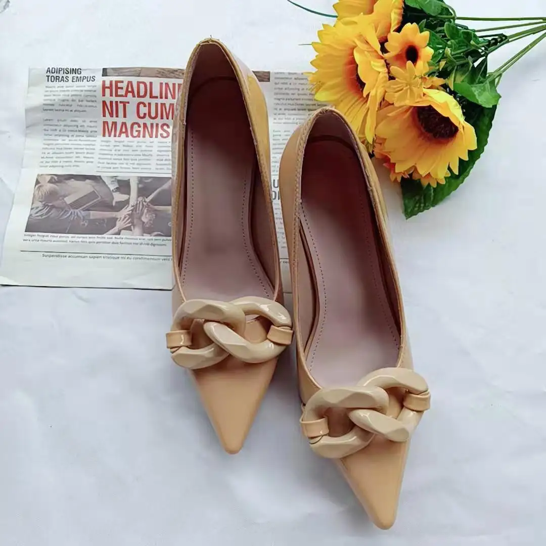 New Spring Sexy Pointed Toe Thin Heels Woman Pumps Fashion Shallow Dress Sandals Women Office Work Ladies Shoes Slides