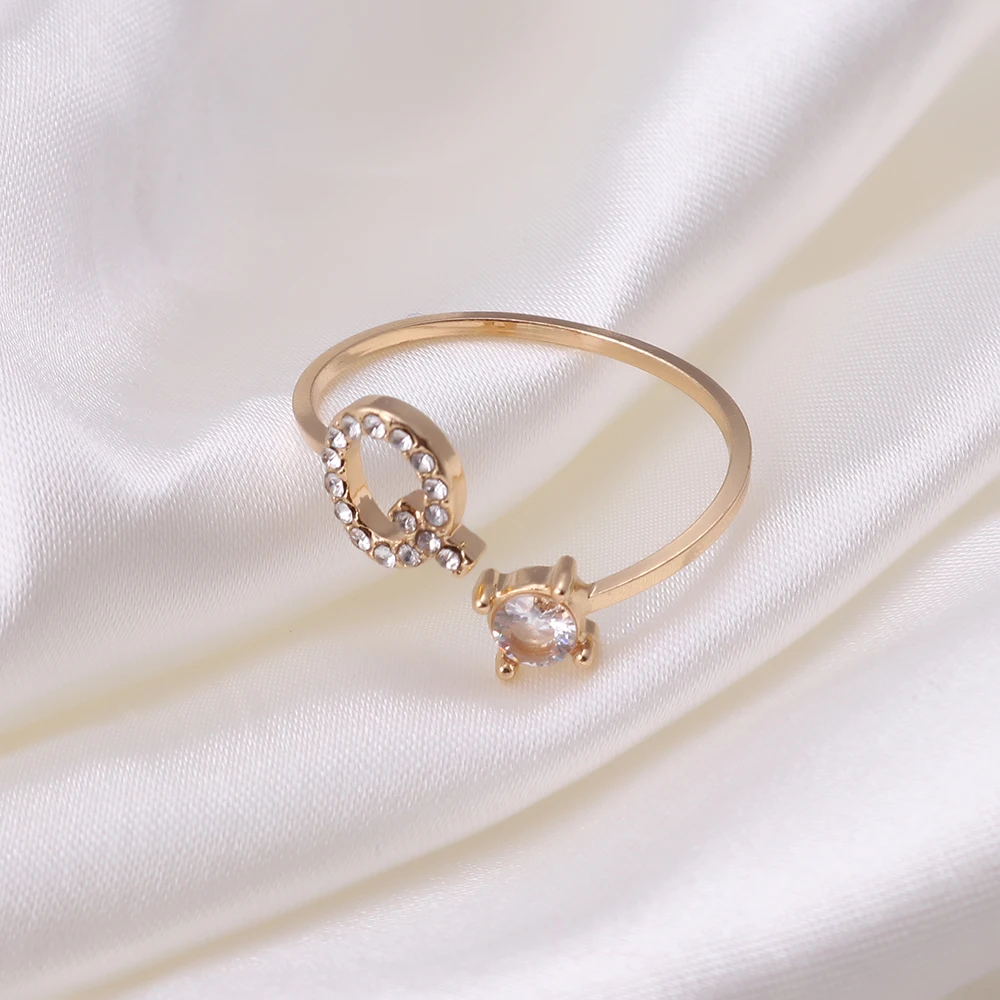 Modischer Initialen-Ring A-Z für Damen, Klassischer Gold- oder Silberfarbener Offener Fingerring für Partys, Schmuckgeschenk, Großhandel – Detail 10