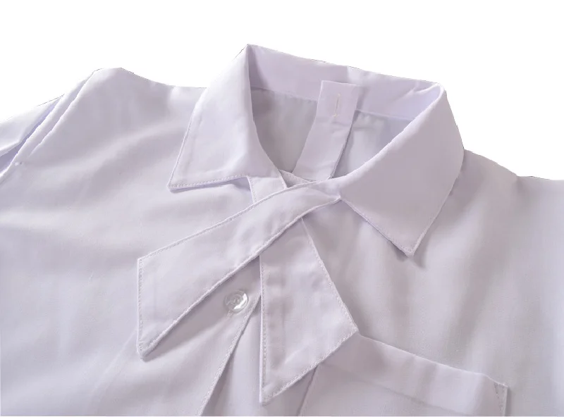 Witte Strik Kraag Katoen Meisje JK Uniform korte mouwen Japanse Schooluniform Vrouwen Business Werkuniformen Matrozenpakje Tops