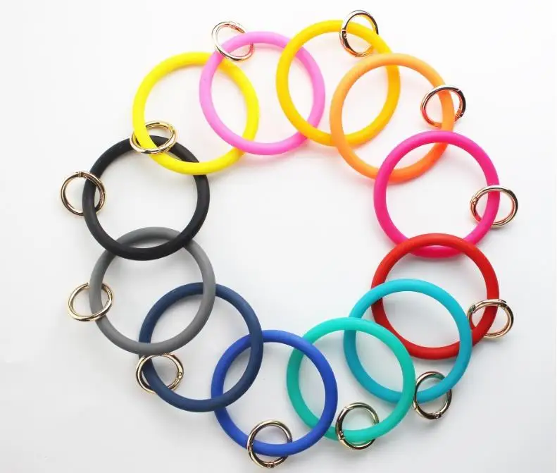 

Leather Wrap Bracelets Silicone Keychain Wristband Drip Oil Key Ring Bangle Bardian With Superior Quality SN3067