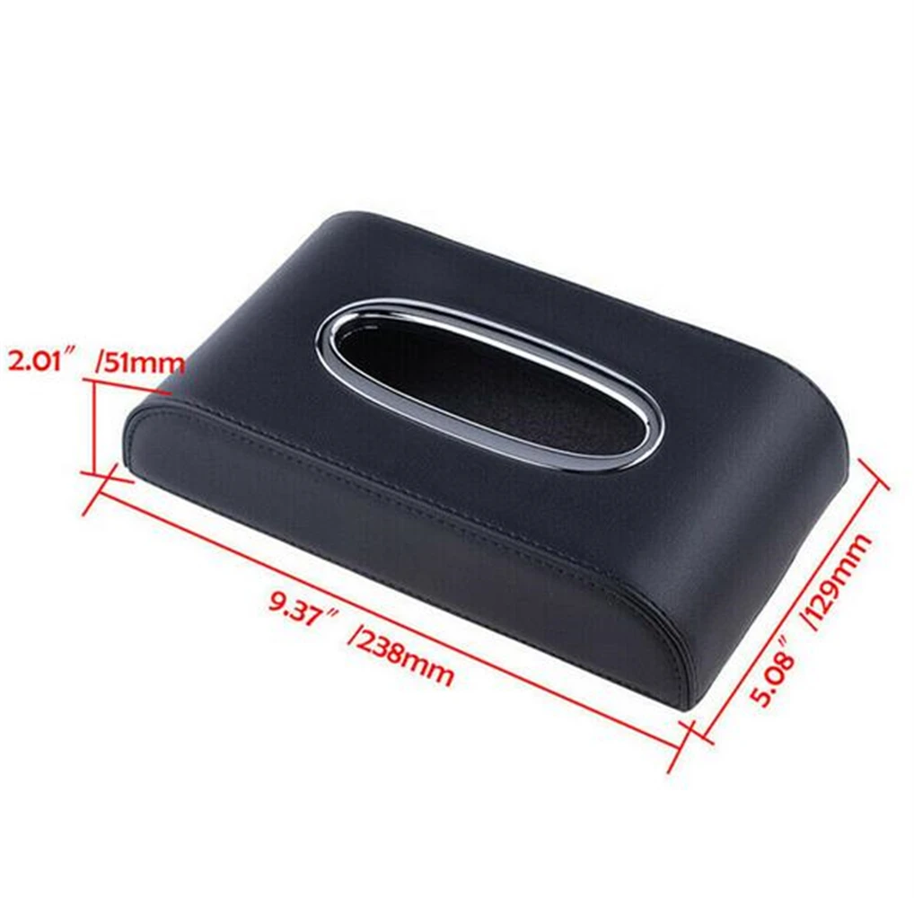 Black Leather Tissue Box Cover Paper Hotel Car Home Napkin Holder Case