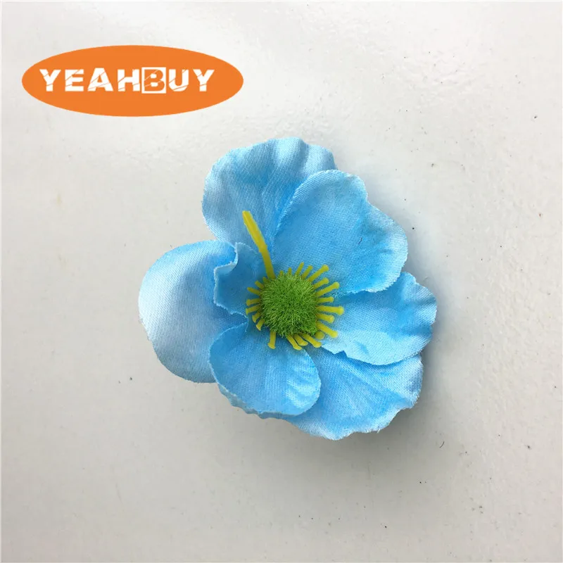50Pcs 15Colors 7CM Artificial Silk Poppy Flower Heads For Wedding Decoration Hairpin Wreath DIY Accessories Festival Supplier