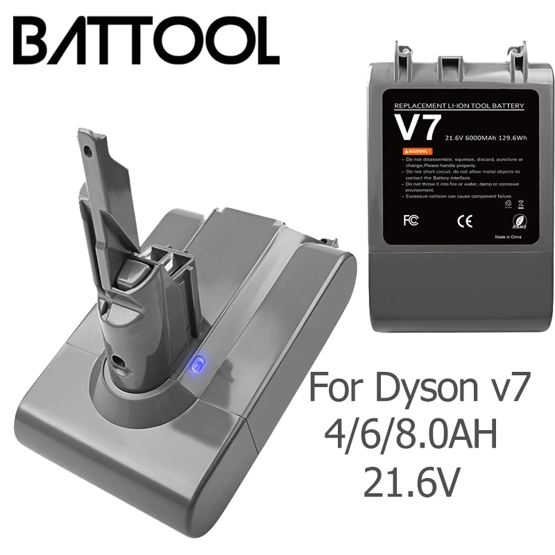 Battool 21.6v 6000mah li-lon bateria para dyson v7 v7 animal fofo v7 pro 225403 229687 aspirador de pó bateria de ferramentas carregável