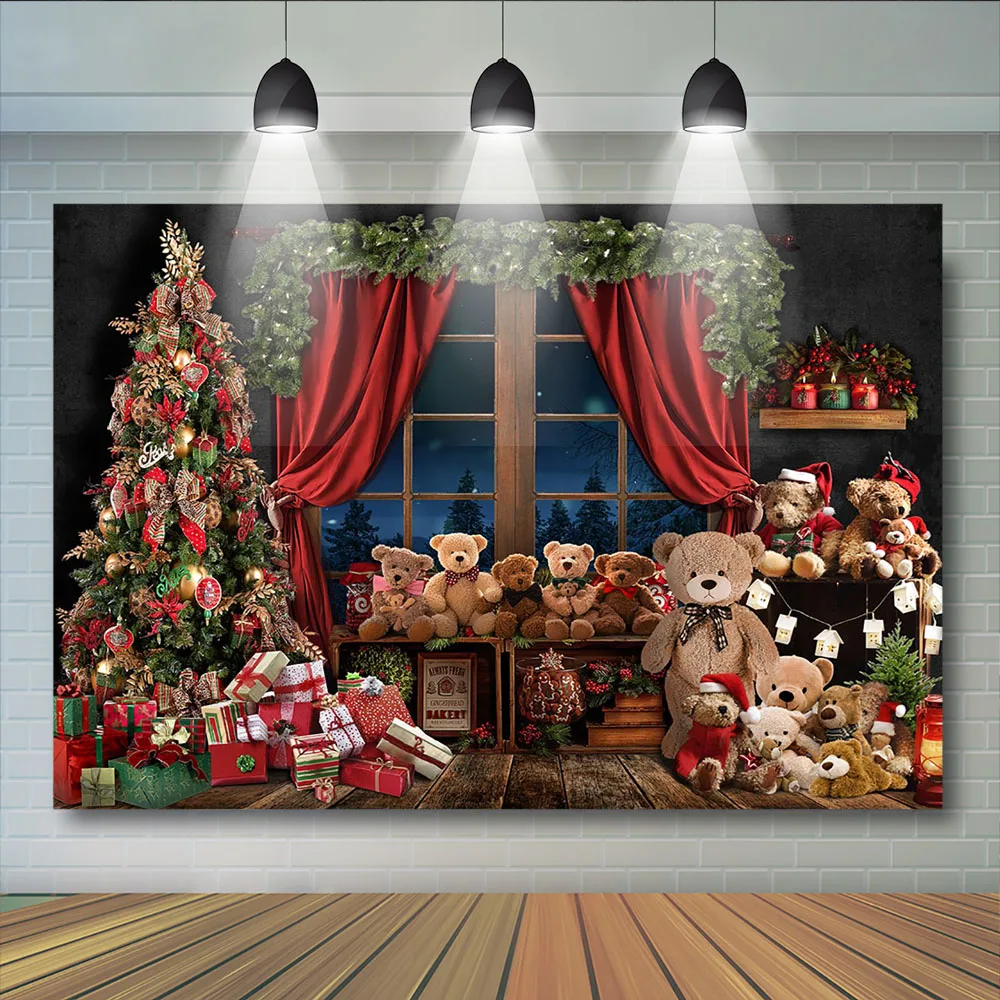 장난감 크리스마스 배경 어린이 사진 어린이 아기 Photocall 선물 곰 장식 창 배경 가족 소녀 Photostudio 소품
