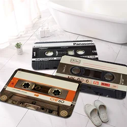 Cassette Tape Mats Anti Slip Floor Carpet Tape Pattern Print Entrance Front Door Mats for Bathroom Kitchen Rugs Home Decoration