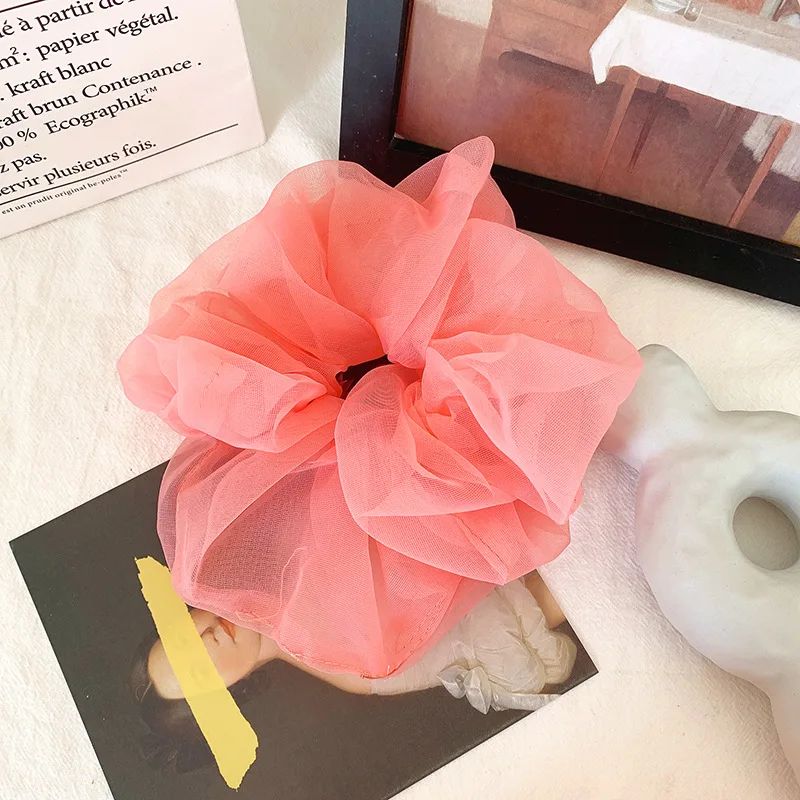2022 sommer Organza Scrunchies Frauen Elastische Haarband Koreanische Elegante Pferdeschwanz Halter Gummi Krawatte Band Haar Zubehör Großhandel – Detail 14