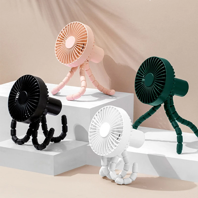 3 سرعة USB قابلة للشحن 1800mAh بطارية تعمل بالطاقة كليب مروحة مع مرنة ترايبود ل غرفة عربة الدراجة سيارة مقعد التخييم 19QE