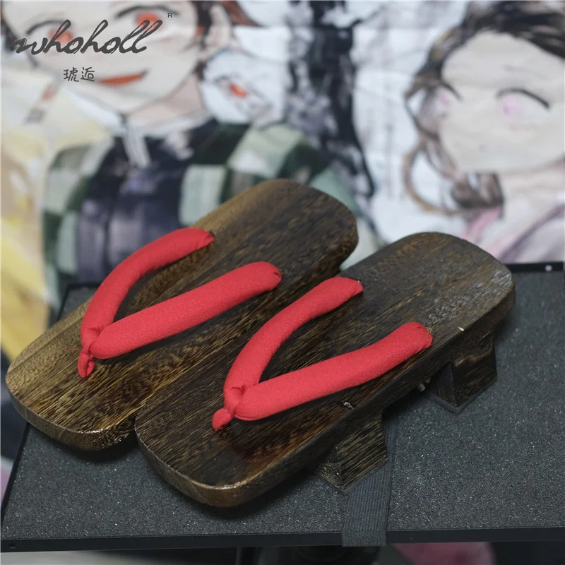 Zapatillas de verano para mujer, zuecos de madera Geta japoneses, zapatos de Cosplay de Anime Geisha, sandalias de plataforma de fondo grueso, chanclas para hombre