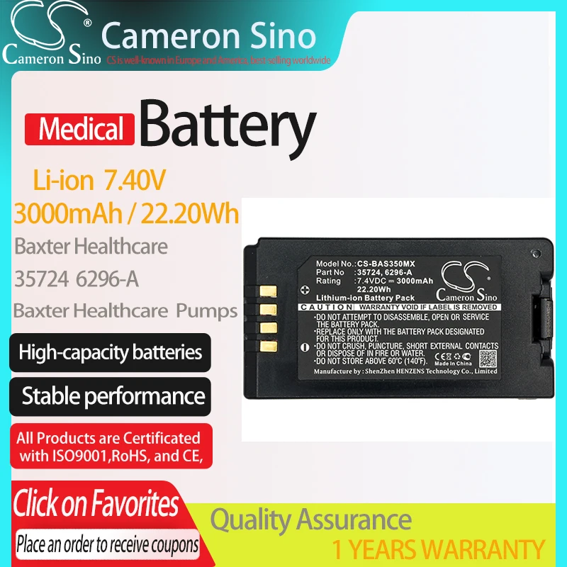 CS Battery for Baxter Healthcare 35724 fits  Sigma Spectrum Infusion Medical Replacement batter 3000mAh/22.20W