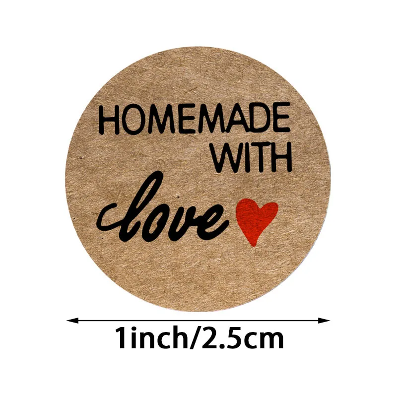 500pcs Handmade with Love Stickers Baking Label Wedding Sticker Party Label Decoration Envelope Seal Stationery Black Sticker