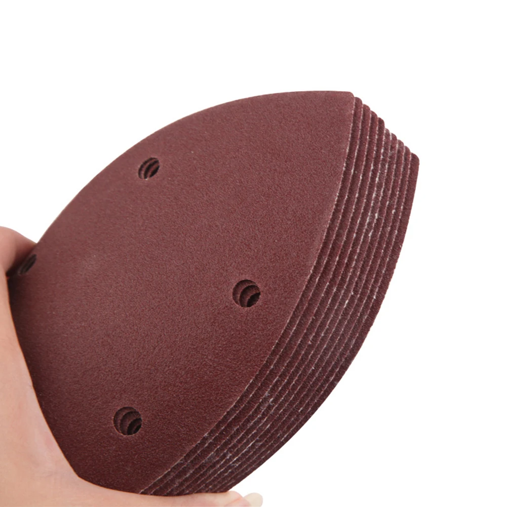 40 Buah 140Mm * 90Mm 5 Lubang Amplas Abrasif Lembaran Pasir Segitiga 60-240 Grit Halus Pemoles Logam Campuran Sander