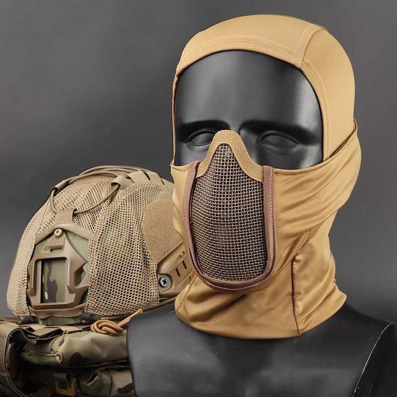 Full Face Tactical Hunting Headgear, Balaclava Mesh Mask, Paintball Protective Mask, Shadow Headgear