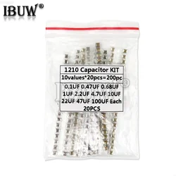 1210 SMD Capacitor assorted kit ,10values*20PCS=200PCS 100nF~100uF Samples Kit electronic diy kit
