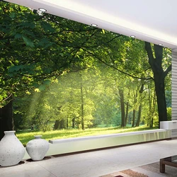 Custom 3D Mural Wallpaper Green Tree Forest Landscape Wall Painting Living Room Bedroom Photo Wall Art Home Decor Papier Peint