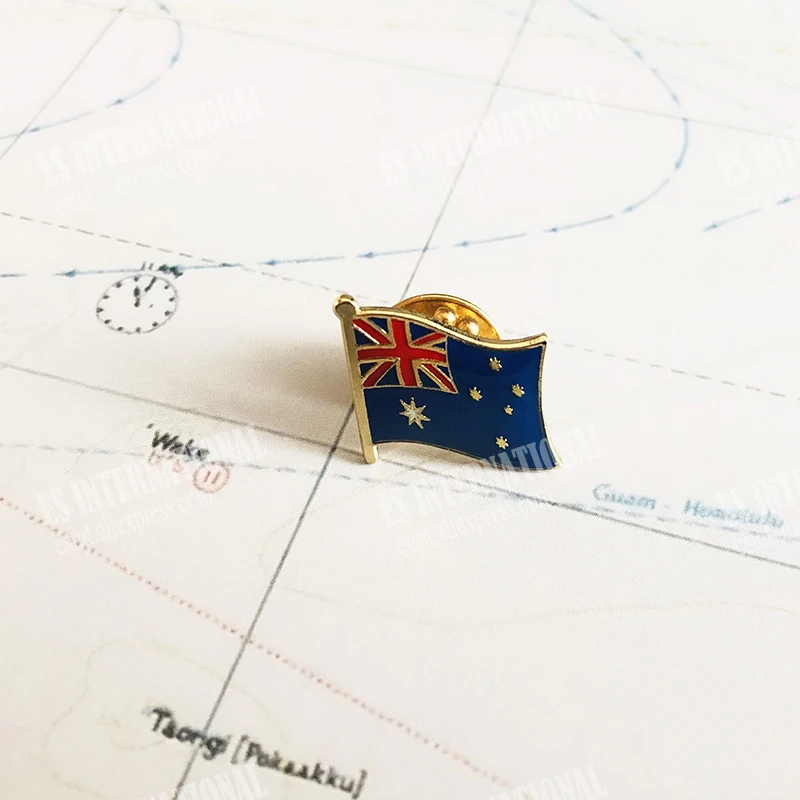 Australia National Flag Crystal Epoxy Metal Enamel Badge Brooch  Collection Souvenir Gifts Lapel Pins Accessories  Size1.6*1.9cm