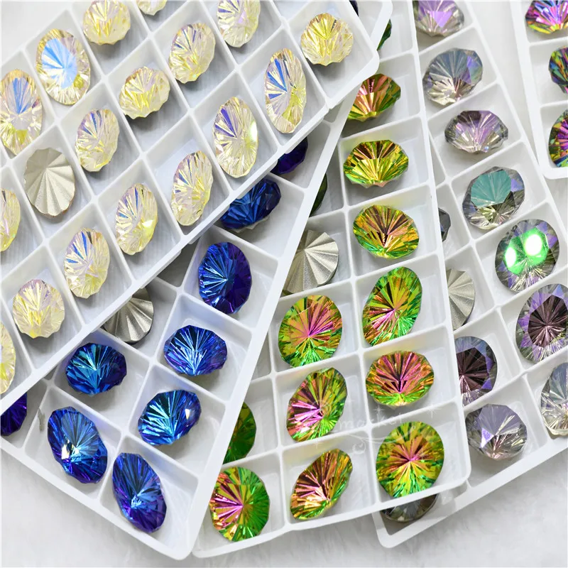 K9  OVAL Glass beads for needlework super  shiny rhinestones 13x18mm oval shape Jewelry Diy Clothing Accessories