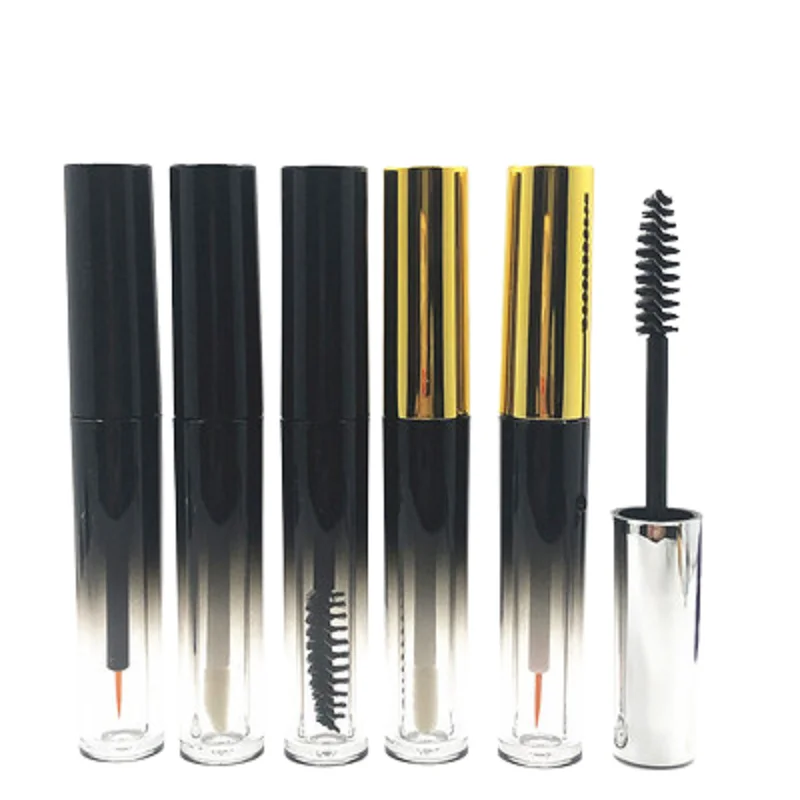 

50Pcs Empty Plastic Eyelash Brush Tube 3ml Round Gradient Black Eyeline Bottle Cosmetic Refillable Packaging Lipgloss Containers