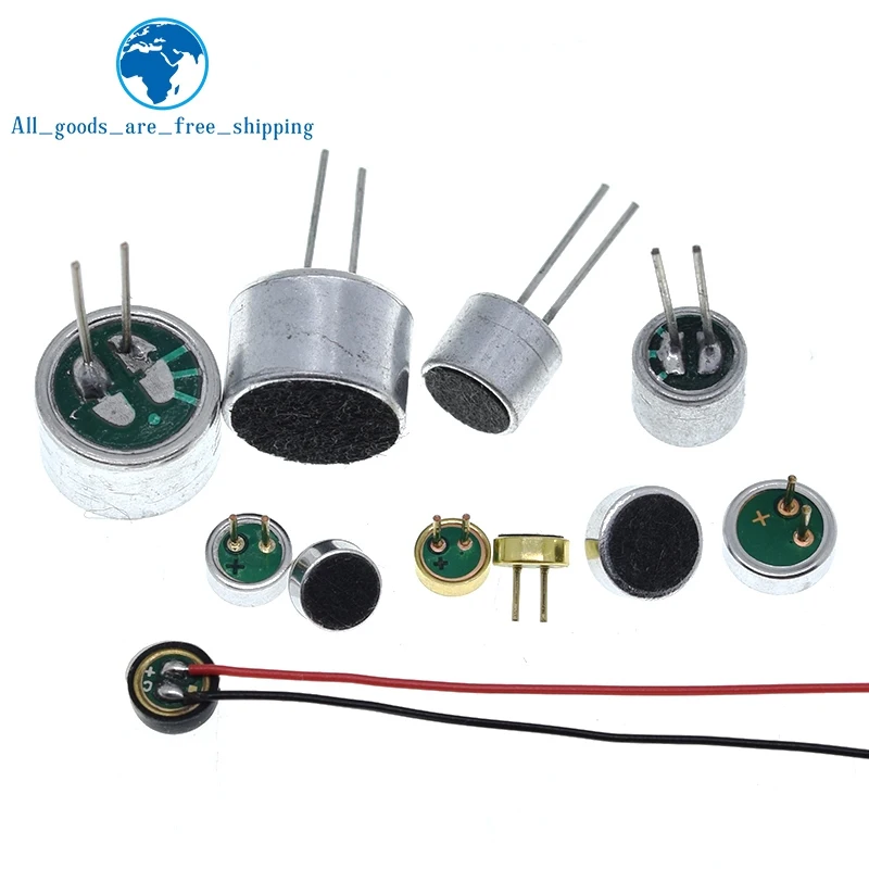 TZT 10PCS/LOT Microphone 9x7mm 9767 6x5mm 6050 6x2.2mm 6022 4.5x2.2mm 4522 4x1.5mm 4015 Electret Microphone with 2 pin pick-up