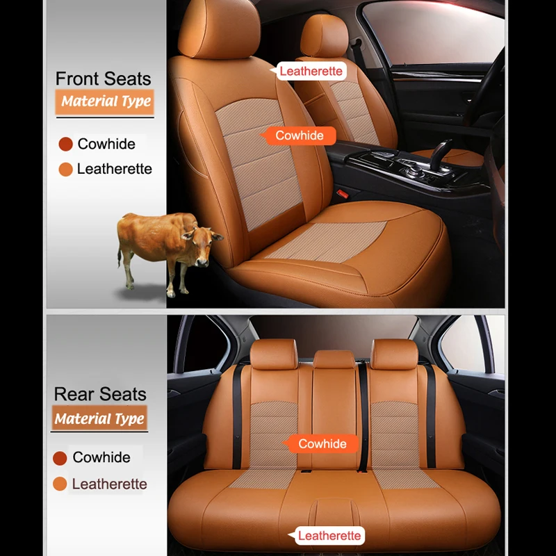 Custom Fit Automobiles Seat Covers for Volvo V60 2012-2017 Seat Cushions Cowhide & PVC Leather Car Accessories Protectors 16 PCS