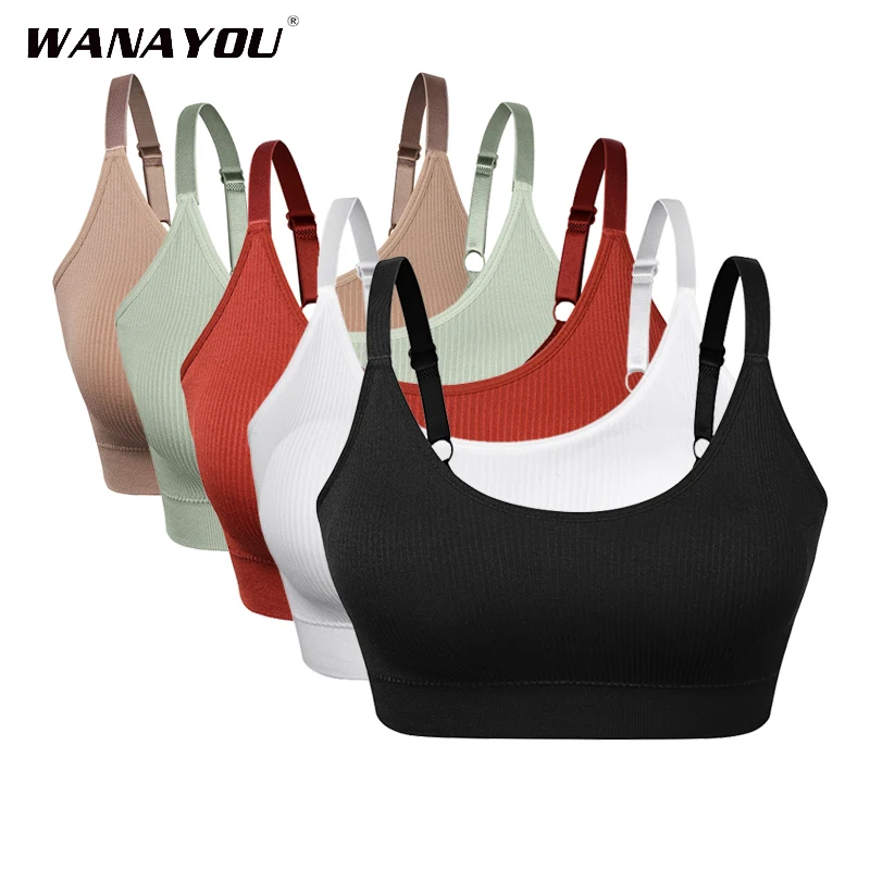 WANAYOU Sport Bra Women Fitness Top Yoga Bra For Cup A-B Running Yoga Gym Crop Top Women Push Up Sport Bra Padded Athletic Vest