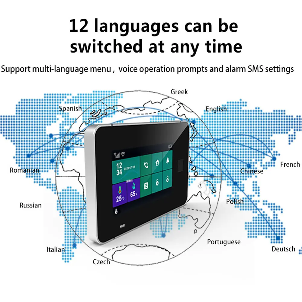 Imagem -05 - Tuya Wifi Gsm Sistema de Alarme Segurança Impressão Digital Armado Temperatura Umidade Display 433mhz sem Fio Casa Inteligente Assaltante Novo G60