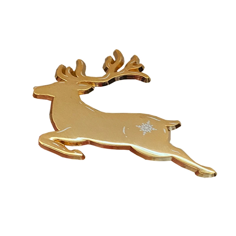 Personalized Golden Elk White Snow Lapel Pin, Die Cast, Zinc Alloy, Christmas Badge, Soft Enamel, Wholesale Crafts, High Quality