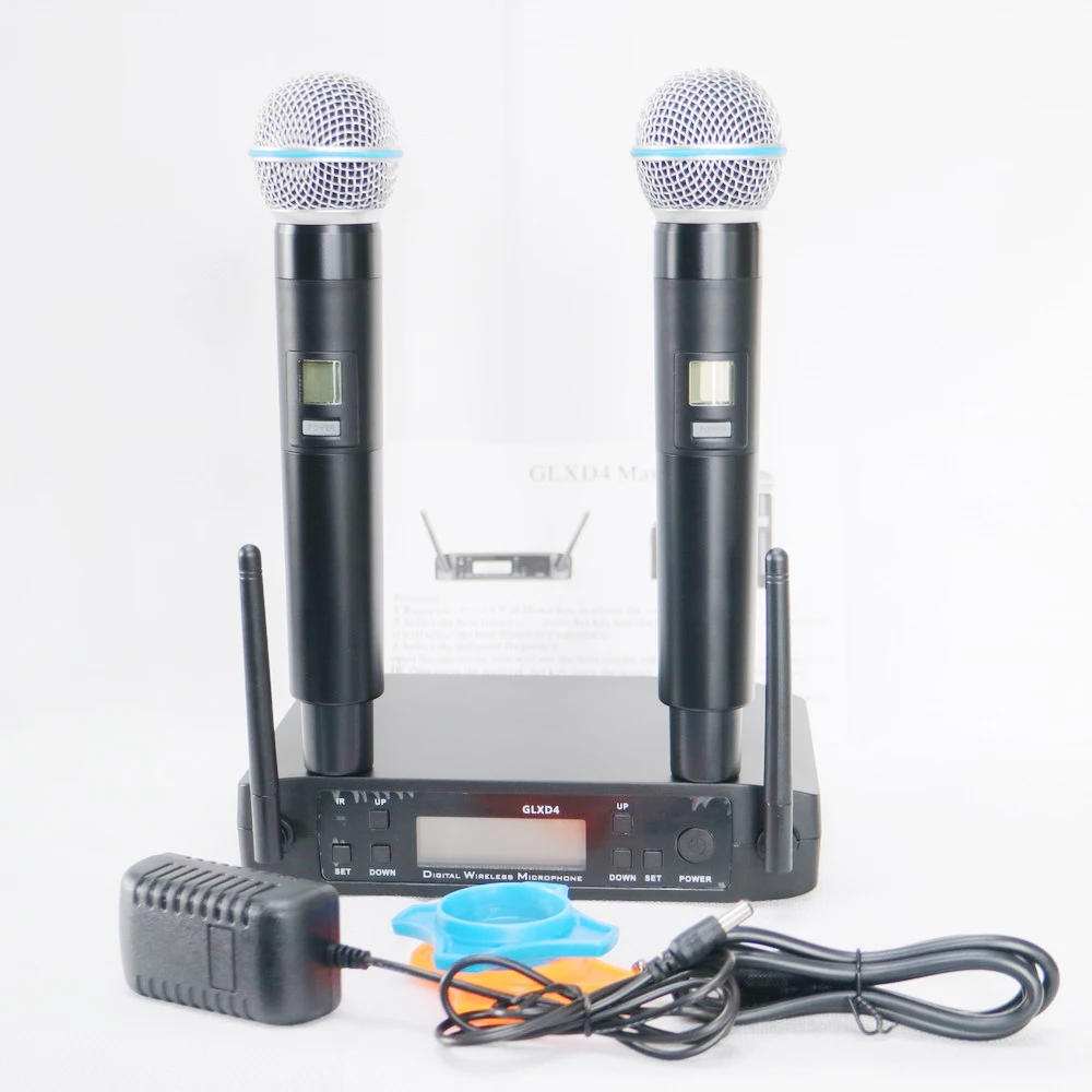 

Original MiCWL GLX-D UHF Dual Channel Wireless Microphone System For Live Sound with Beta58 and S-M58 Two Handheld Stage Mic