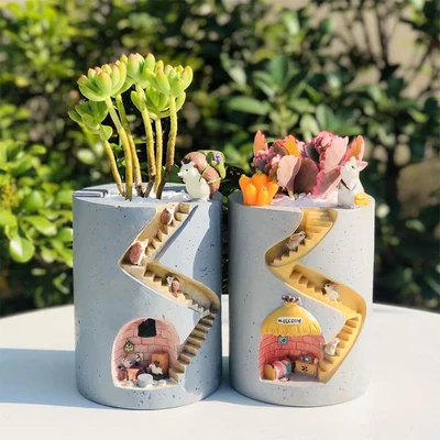 

Creative Animal Resin Flowerpot Succulents Planter Water Planting Container Rabbit Hedgehog Decorative Pot Desktop Ornament